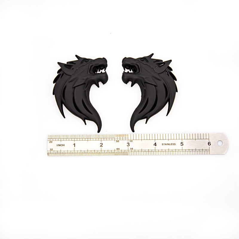 CARRUN 2pcs 3D Wolf Head Metal Emblem Car Motorcycles Side Fender Rear Styling Emblem Badge Decal (Black) - Image 5